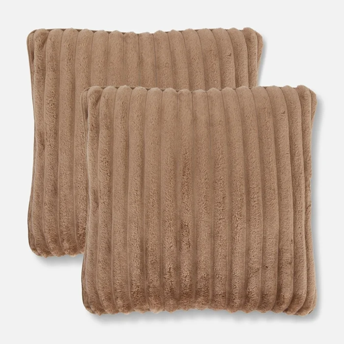 سترايب كافيه NWAEM Fur Stripe Cushion Cover Size 45×45 cm