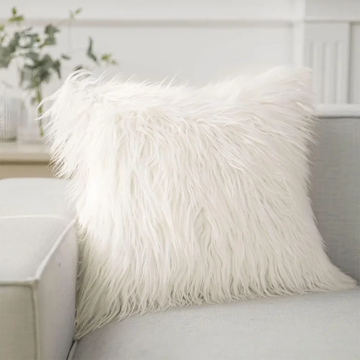 فرو HAPPY DREAM Off White Fur Cushion Cover Size 45×45 cm